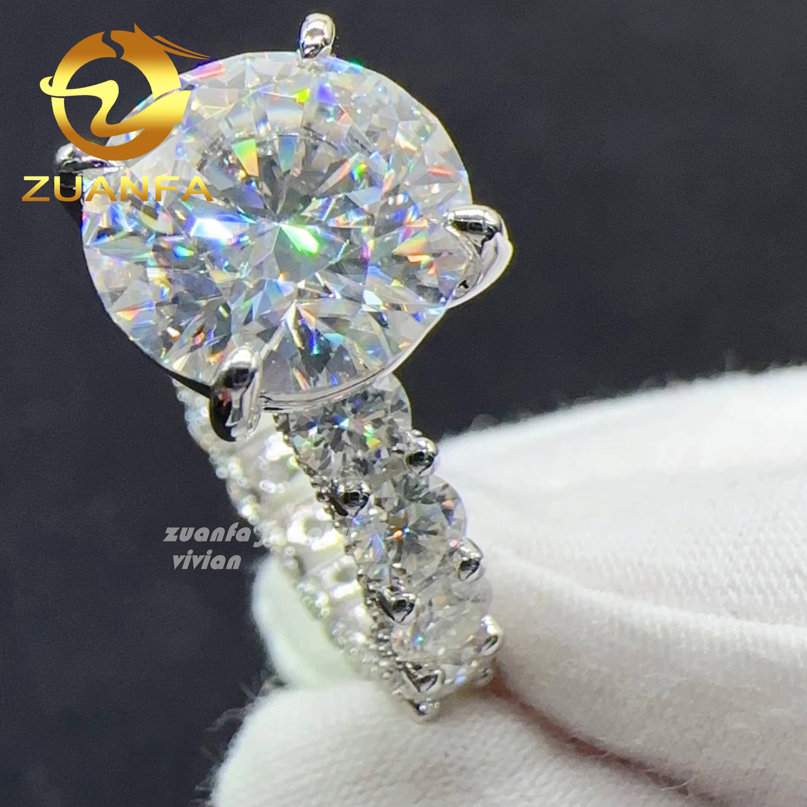 Custom Wedding Ring Silver d Color Vvs Moissanite Iced Out Diamond Hip Hop Jewelry Rings Women Engagement