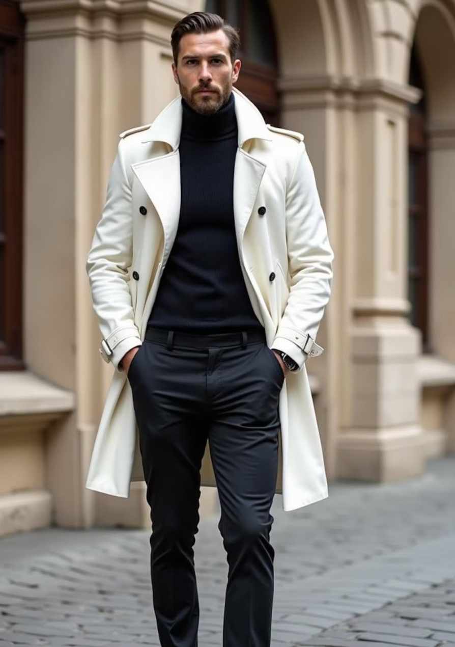 Solid England Style Men's Overcoat Double-Breasted Long Coat Casual Autumn Winter Street Fashion Outdoor Warm Customized trajes para hombre