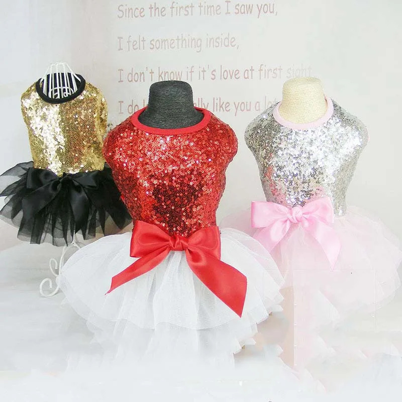 Summer Fashion Cat Clothes for Kitten Small Dogs Wedding Dresses for Yorkies Bright Princess Puppy Dress with Sequin Decoration 251029