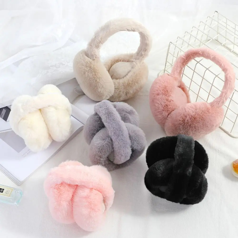 1PC Soft Plush Ear Warmer Winter Warm Earmuffs Solid Color Ear Cover Outdoor Cold Protection EarMuffs Folding Earflap Fashion i251029