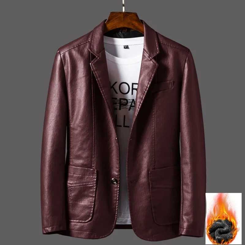 Mens Business Casual Middleaged Young People Fashionable Slim Leather Jacket Autumn Awinter Plus VelvetT251029