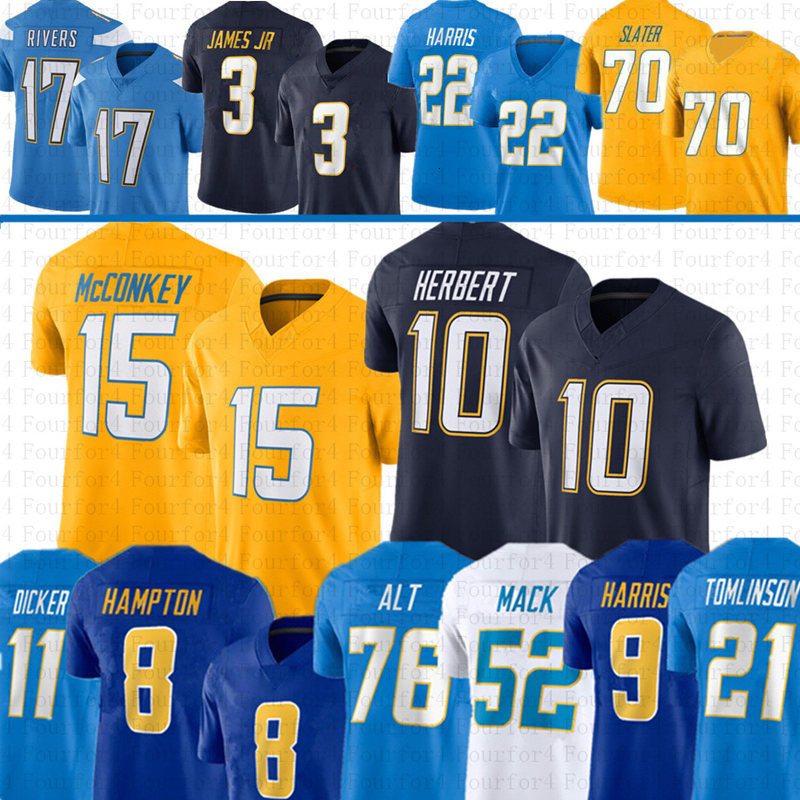 Justin Herbert 15 Ladd McConkey Omarion Hampton Football Jersey Derwin James Joe Alt Tre Najee Harris LaDainian Tomlinson Khalil Mack Daiyan Henley Ca