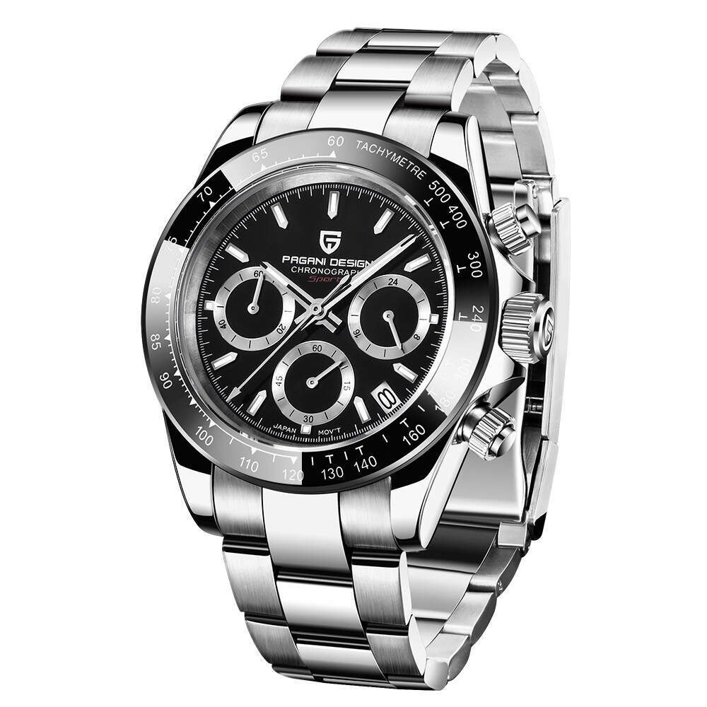 PAGANI DESIGN Trendy Functional Stainless Steel Luminous Calendar Quartz Watch for Men PD-1644