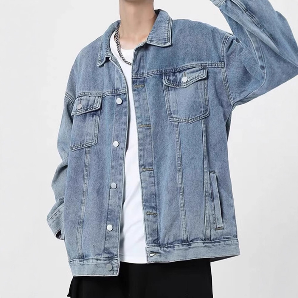 American Style Denim Jacket For Men Designer Jacket Loose Fit Top Cool Trendy Spring Autumn Casual Versatile Workwear Jacket Trendy 2025