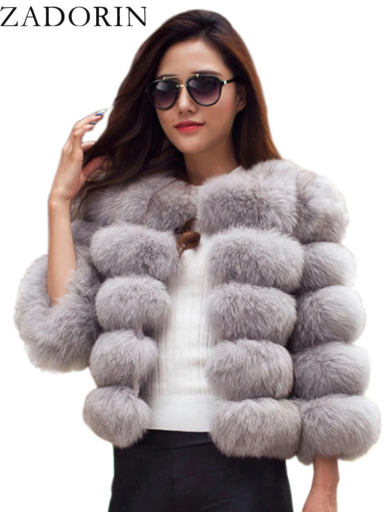 ZADORIN S6XL Mink Coat Winter Black White Faux Fur Coat Woman Elegant Fluffy Faux Fur Jacket Top Short Fur Coats Woman Clothing 251013