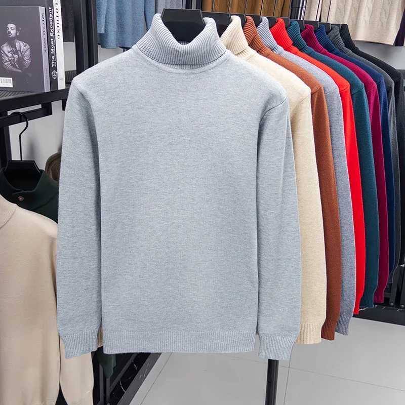 Autumn Mens Knitted TurtleneCK Sweater Slim Fit Long Sleeve Antipilling Pullover Solid Color Trend Men Streetwea J251029