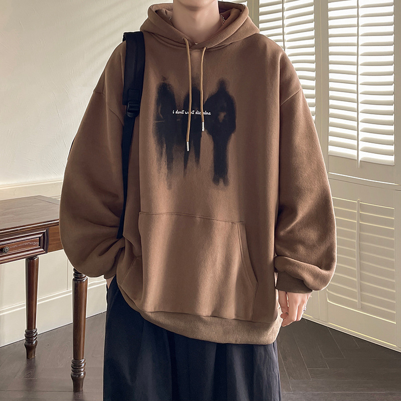 New hooded sweatshirt for men in autumn and winter, designed by kangaroo pocket, American style loose and fashionable casual high street couple top, y