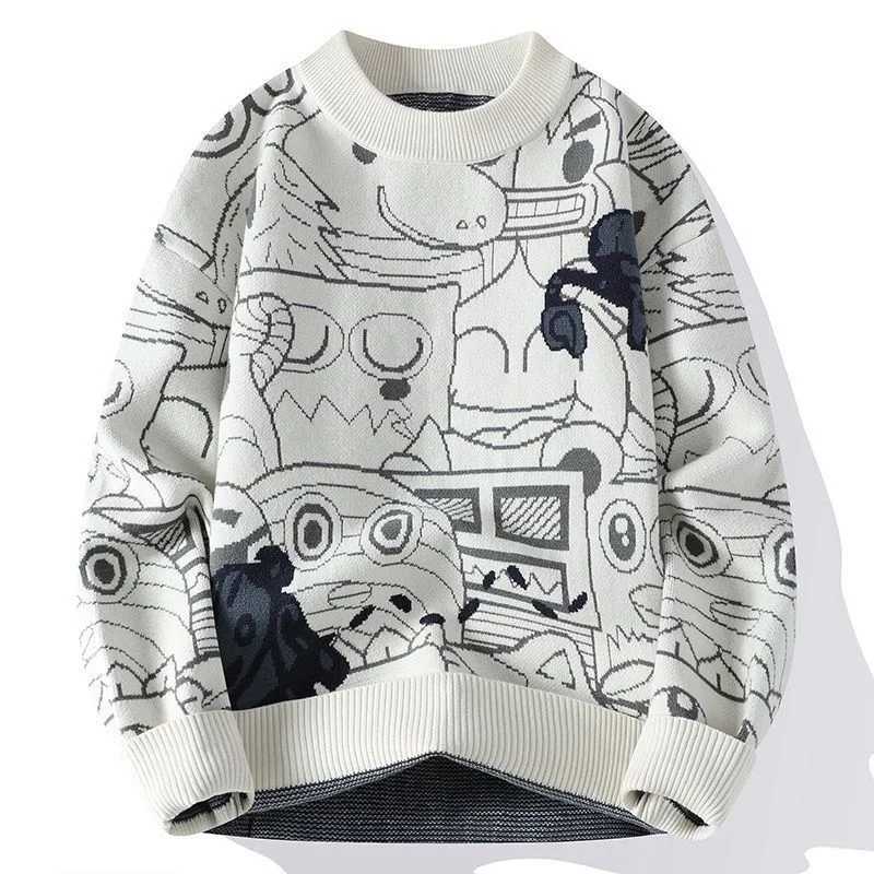 Autumn and Winter High School Students Trendy Versatile Thick Bottom Sweater Knitted with Velvet Warm Fashion Mens Sweater J251029