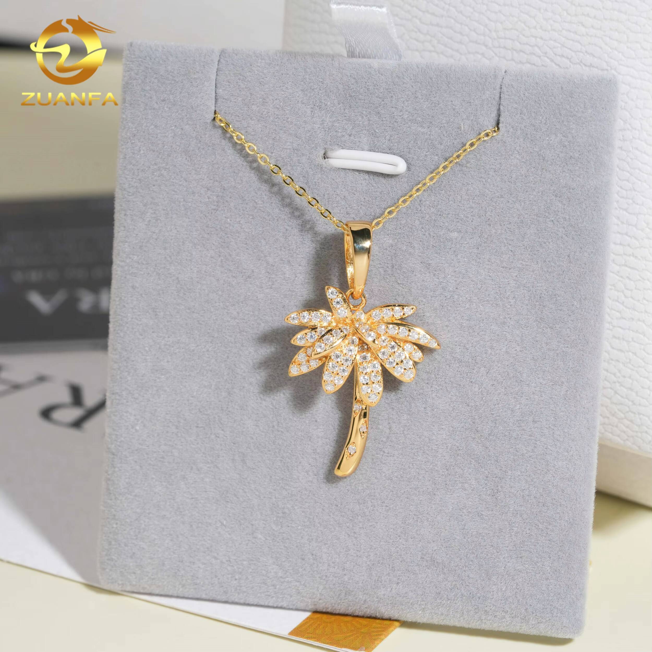 Cheap Price Coconut Palm Design Hip Hop VVS D Moissanite Jewelry Charms 925 Silver Round Diamond Custom Iced Out Pendant