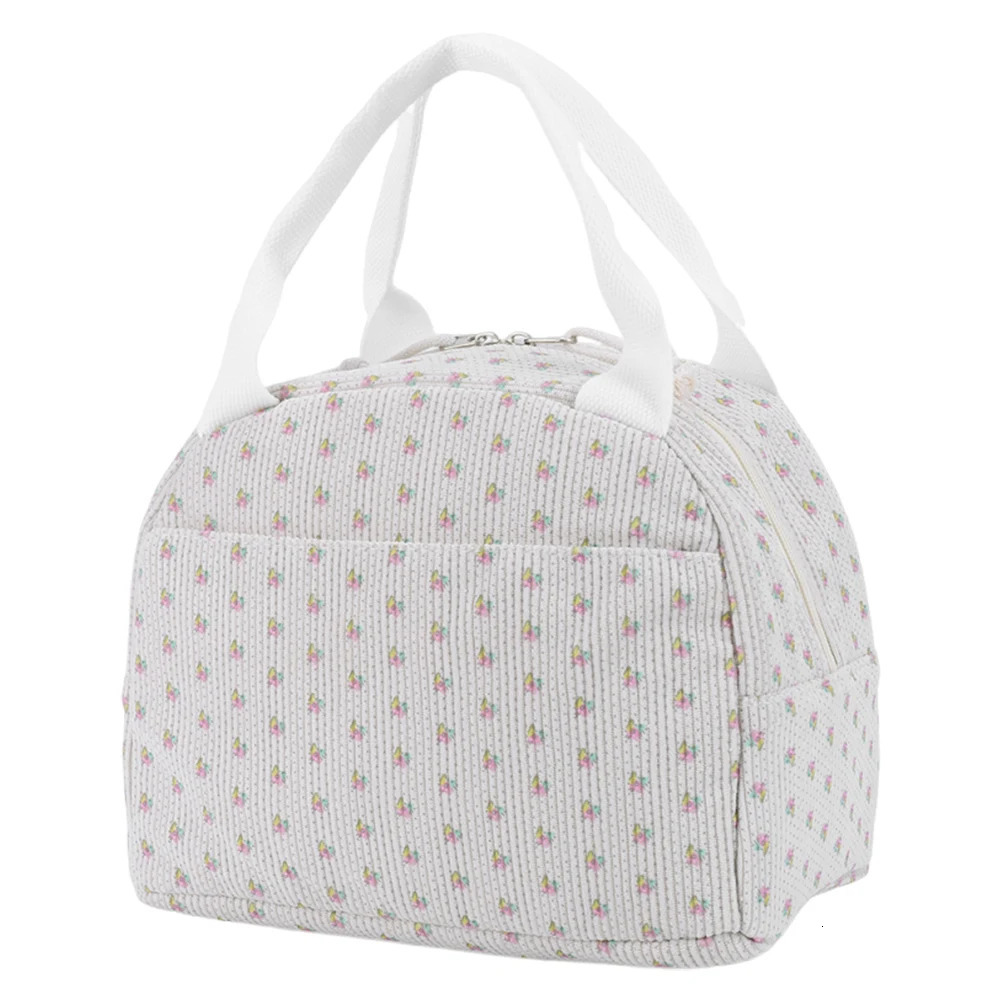 Women Quilted Lunch Bag Large Capacity Cute Lunch Box Bag Floral Printed HandHeld Cooler Bag Travel Picnic Camping Bag 251029