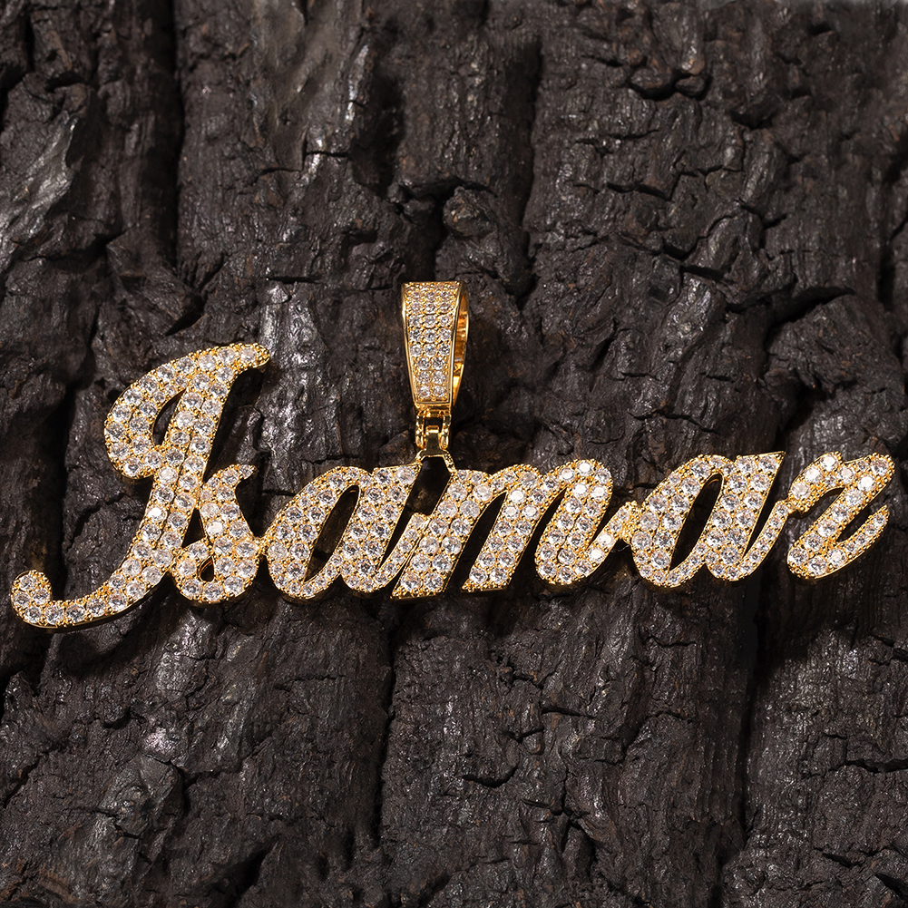 Hip Hop Custom Charm A-Z Letters Name Pendant Necklace 5A Cubic Zircon 18k Real Gold Plated Jewelry Women Men Gift