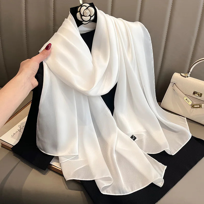 Pure Color Scarf Silk Like Sun Protection Beach Shawl Air Conditioning Wrap Large Lightweight Versatile for Women Outdoor 251013
