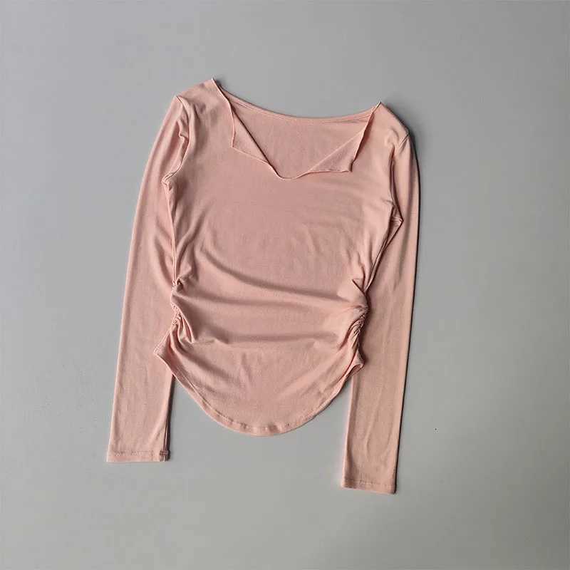 Sports Top Womens Autumn Slim Fit Small Vneck Quick Drying Yoga Clothes Running Fitness Pilates Long Sleeves Outwear T ShirtsXJ251029