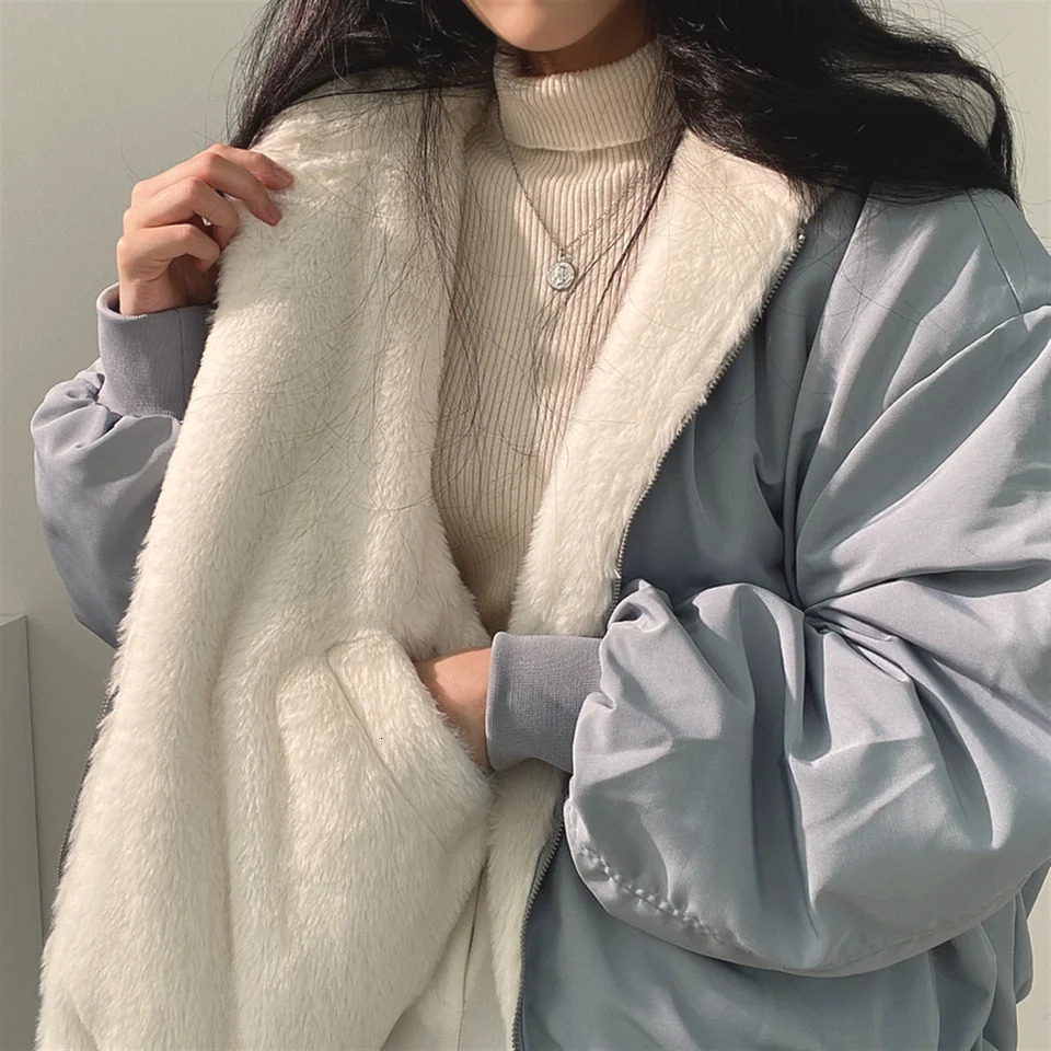 Jackets for Women Thick Warm Parkas Oversized Double Sided Hooded Coat Korean Fashion Casual Loose Zip Up Jackets Coat Women 251013