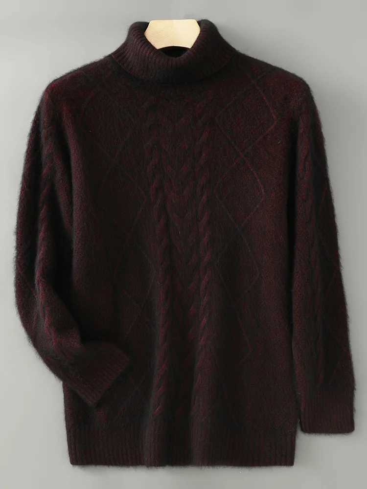ANGEL Men Turtleneck Pullover Long Sleeve Cashmere Thick Sweater Autumn Winter 100 Mink Cashmere Knitwear Smart Casual Clothing J251029