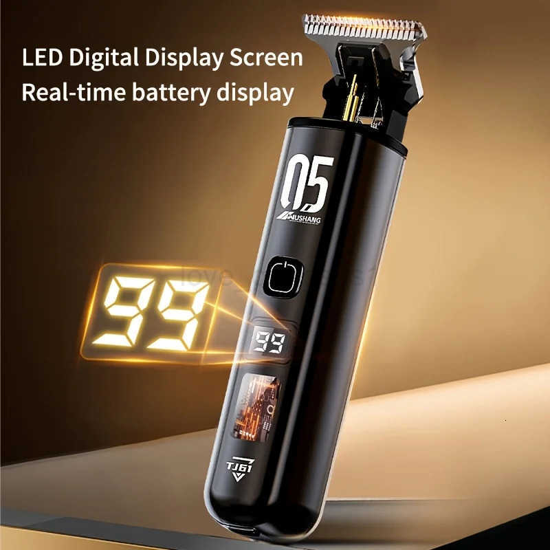 Professional mens electric hair cutter set 1 piece with LED display screen mens electric shaving blade gap free hairdressin Z251029