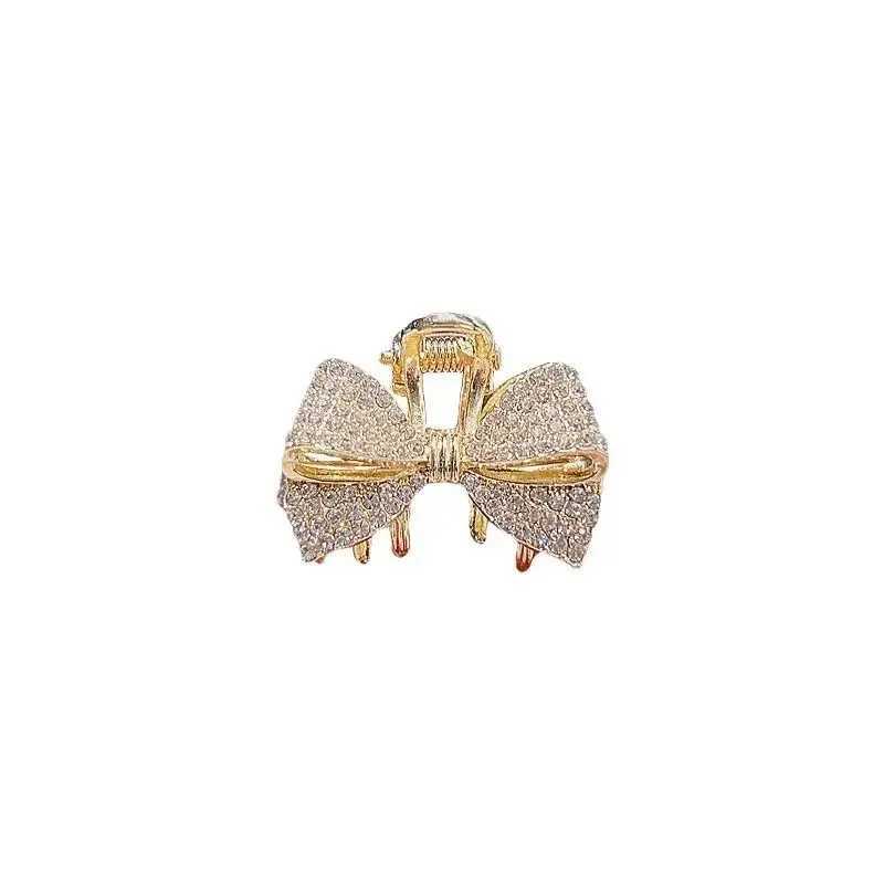 Highend Full Rhinestone Bow Small Hair Claw Princess Head Top Clip Temperament Mini Clip Womens Korean Style Hair AccessoriesW251028