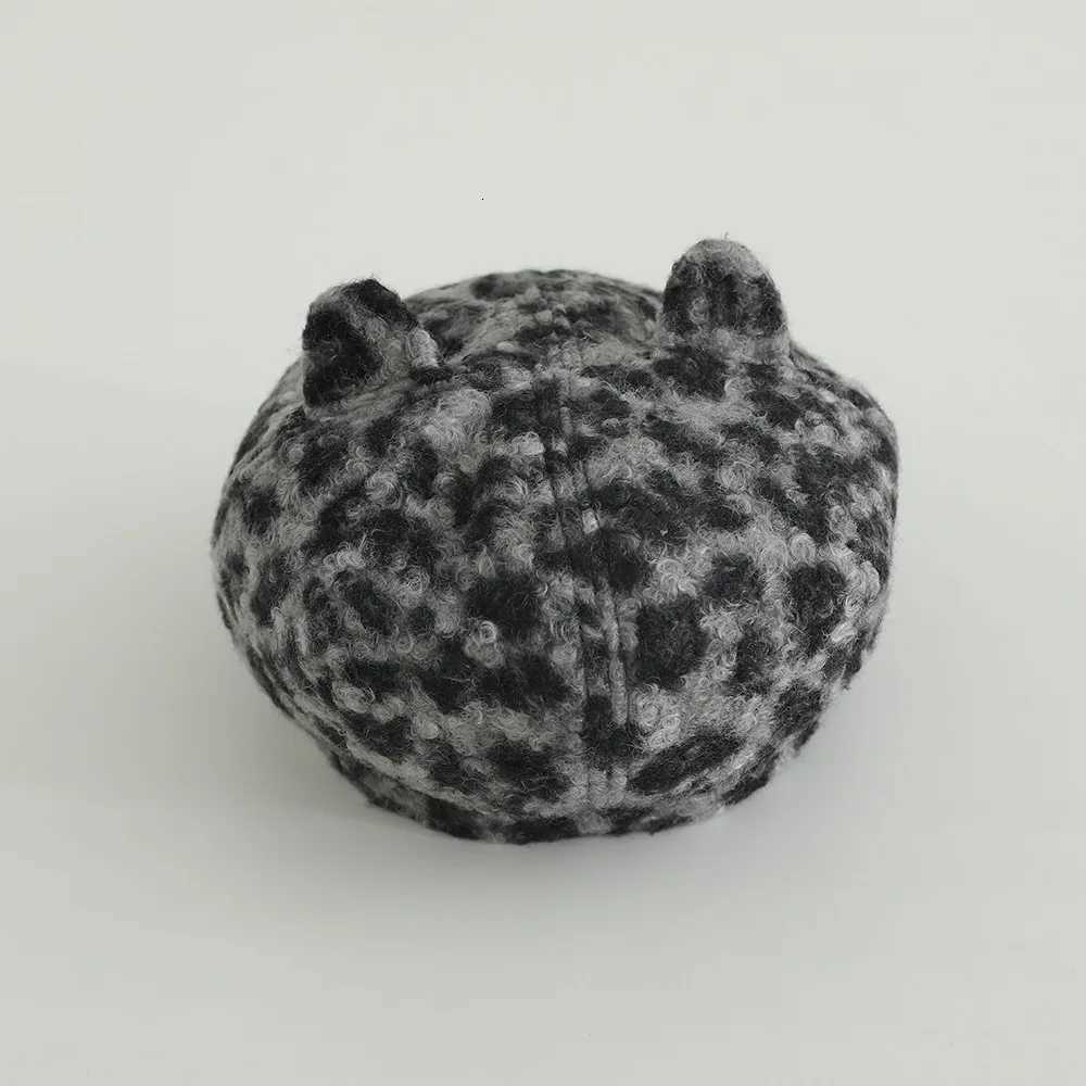 2025 Autumn Winter Leopard Print Warm Rabbit Fur Octagonal Hats For Baby Boys Gilrs Berets Painter Hat Beanie Caps251028