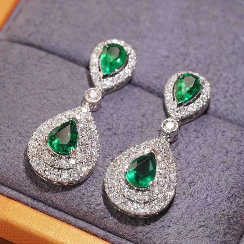Huitan Gorgeous Women Drop Earrings with Pear Shaped Green Cubic Zirconia Wedding Engagement Temperament Elegant Lady JewelryW251029