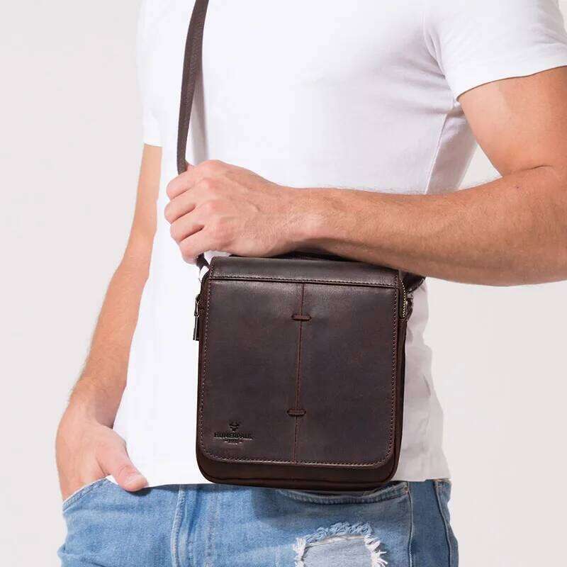 Fashion Crazy Horse Leather Men's Messenger Flap Large Capacity Crossbody Top Quality Shoulder Sling Bag Tote