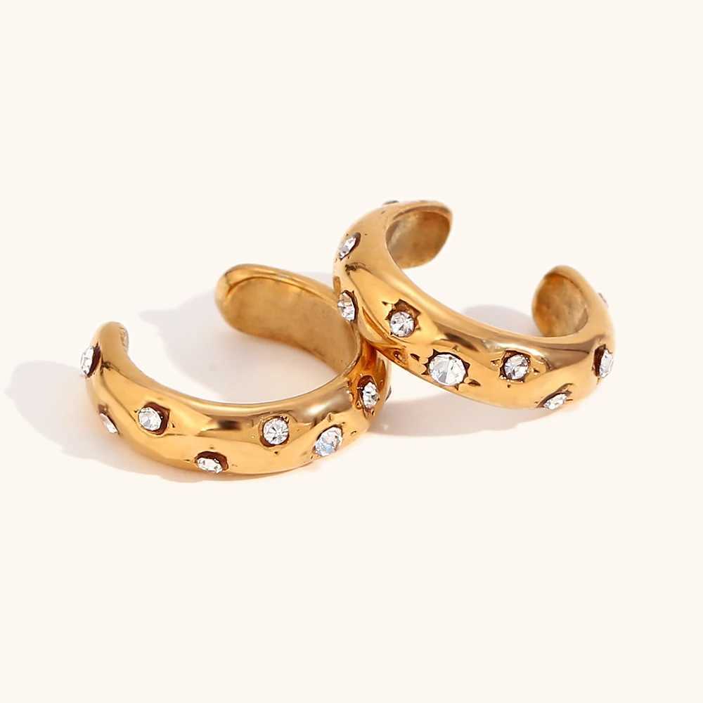 Minimalist Shiny Zircon Mini C Shape Ear Cuff Waterproof Trendy Womens Earrings 2024 Luxury Quality Stainless Steel JewelryW251029