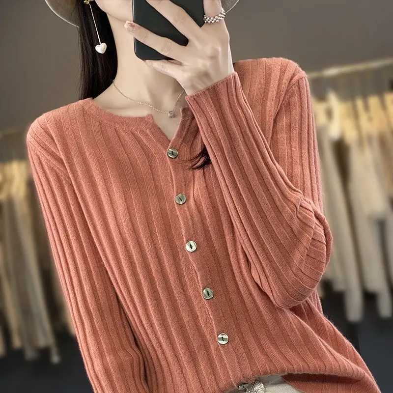 Autumn Winter Knitted Cardigan Short Sleeve Slim Fit Versatile Sweater CoatT251028