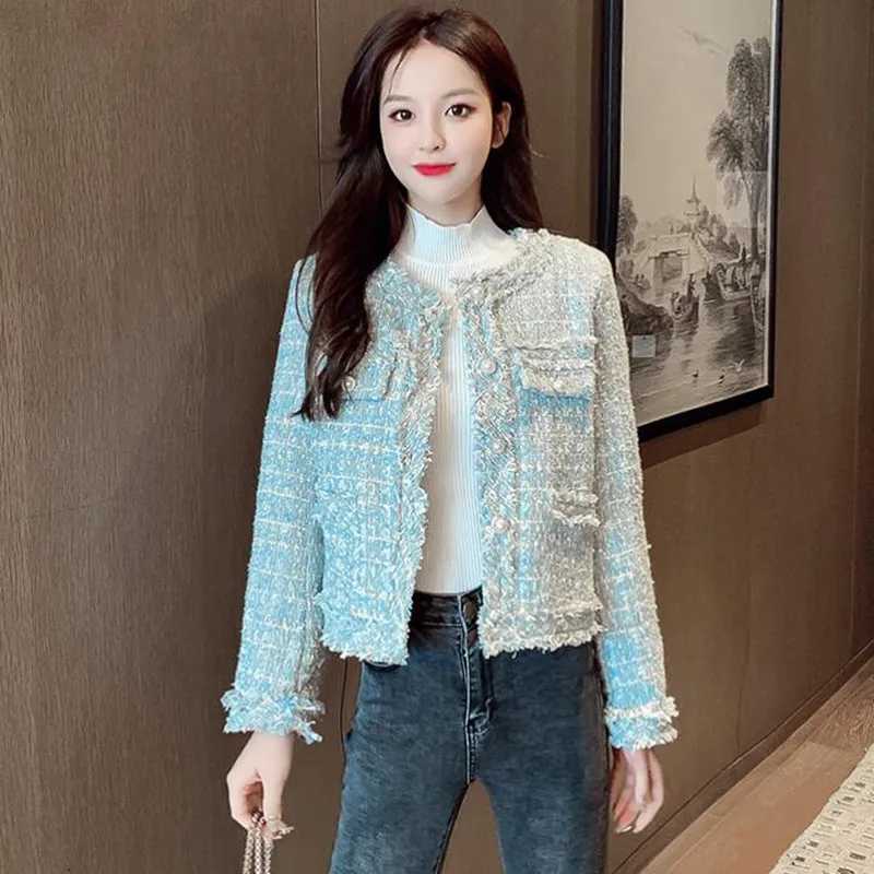 2024 Autumn Elegant Tweed Jacket Tassel Long Sleeves O Neck Female Solid color Leisure loose Women Short Jacket Y251105