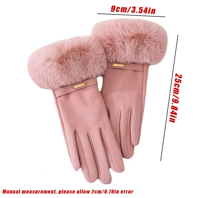 Women Touchscreen GlovesSoft DoubleLayered Faux Rabbit Fur For Ultimate Cold Weather ProtectionWindproofWaterResistant 251029