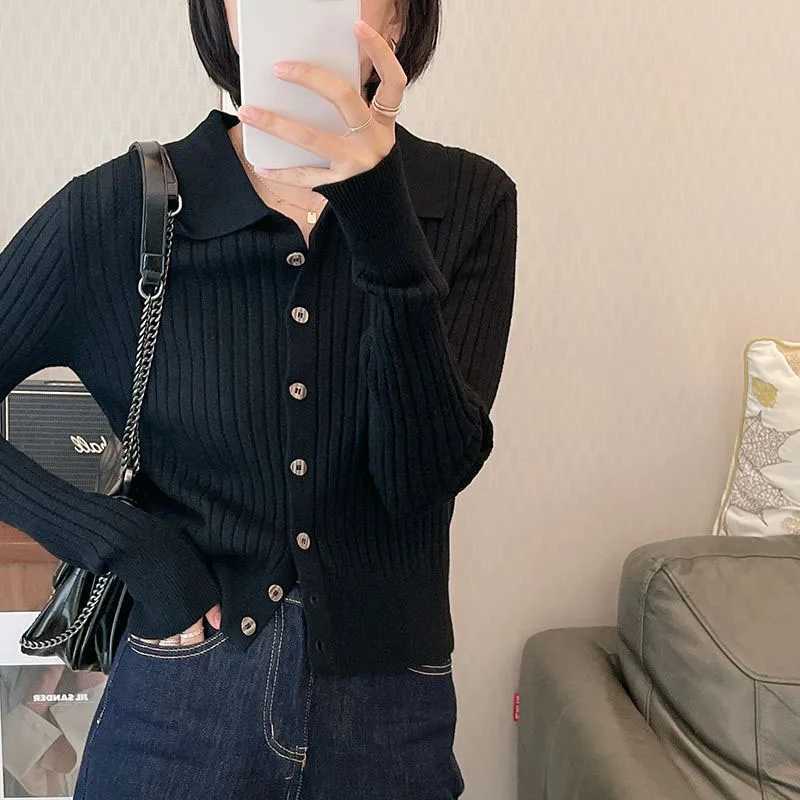 Lucyever High Quality Knit Cardigan Women Korean Fashion Turndown Collar Buttons Up Sweaters Solid Casual Long Sleeve KnitwearT251028