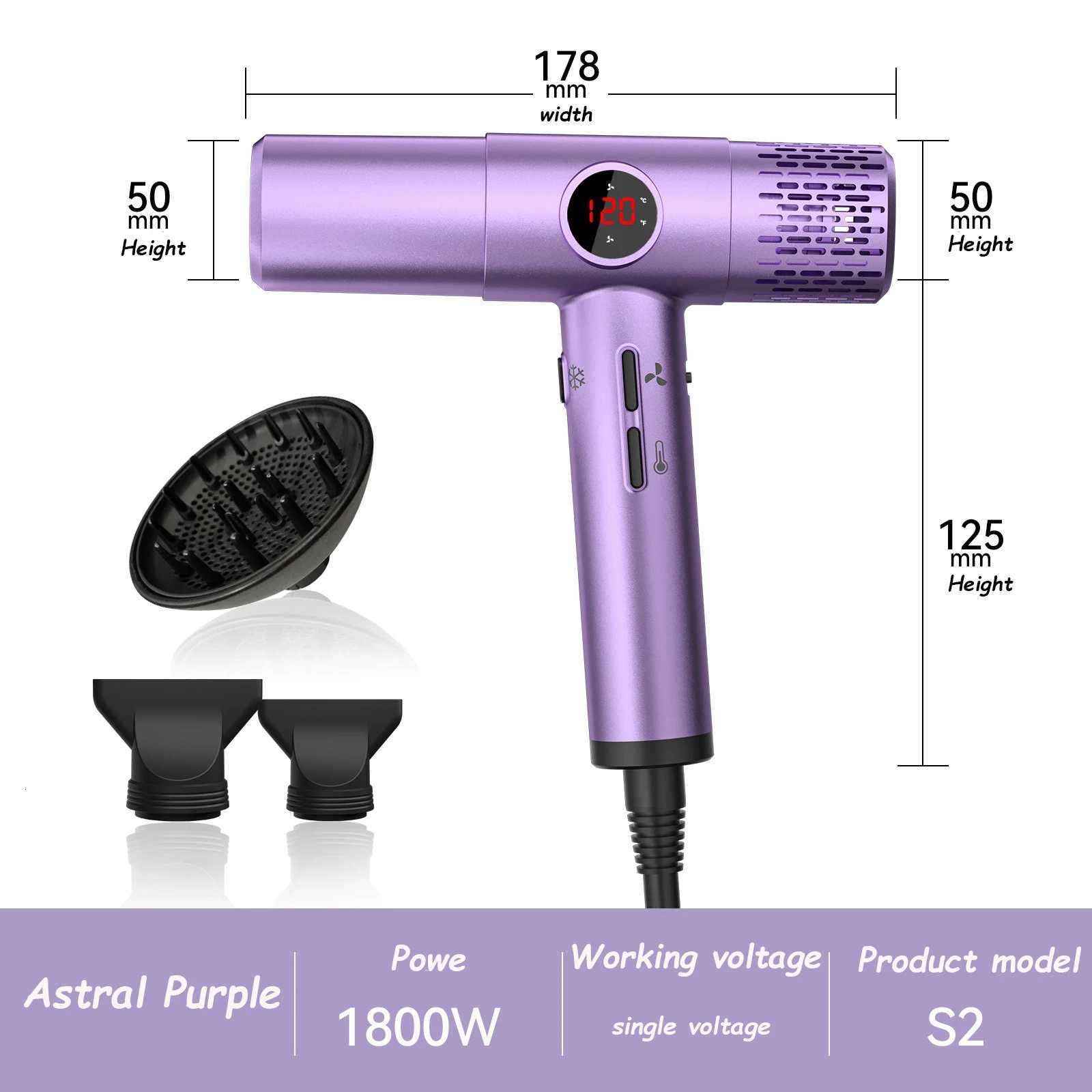 Highspeed hair dryer with LCD display 0000RPM negative ion Tshaped lightweight brushless motor quickdrying low noise W251029