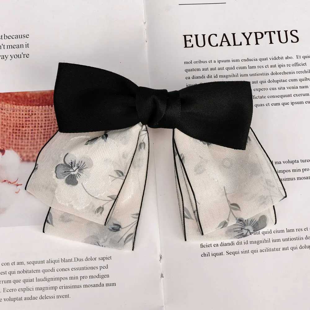 Bow Hair Ribbon Women Fluttering Headband Large Intestine Hair Rings Premium Feeling Black Hair tie Band Hair AccessorriesW251028