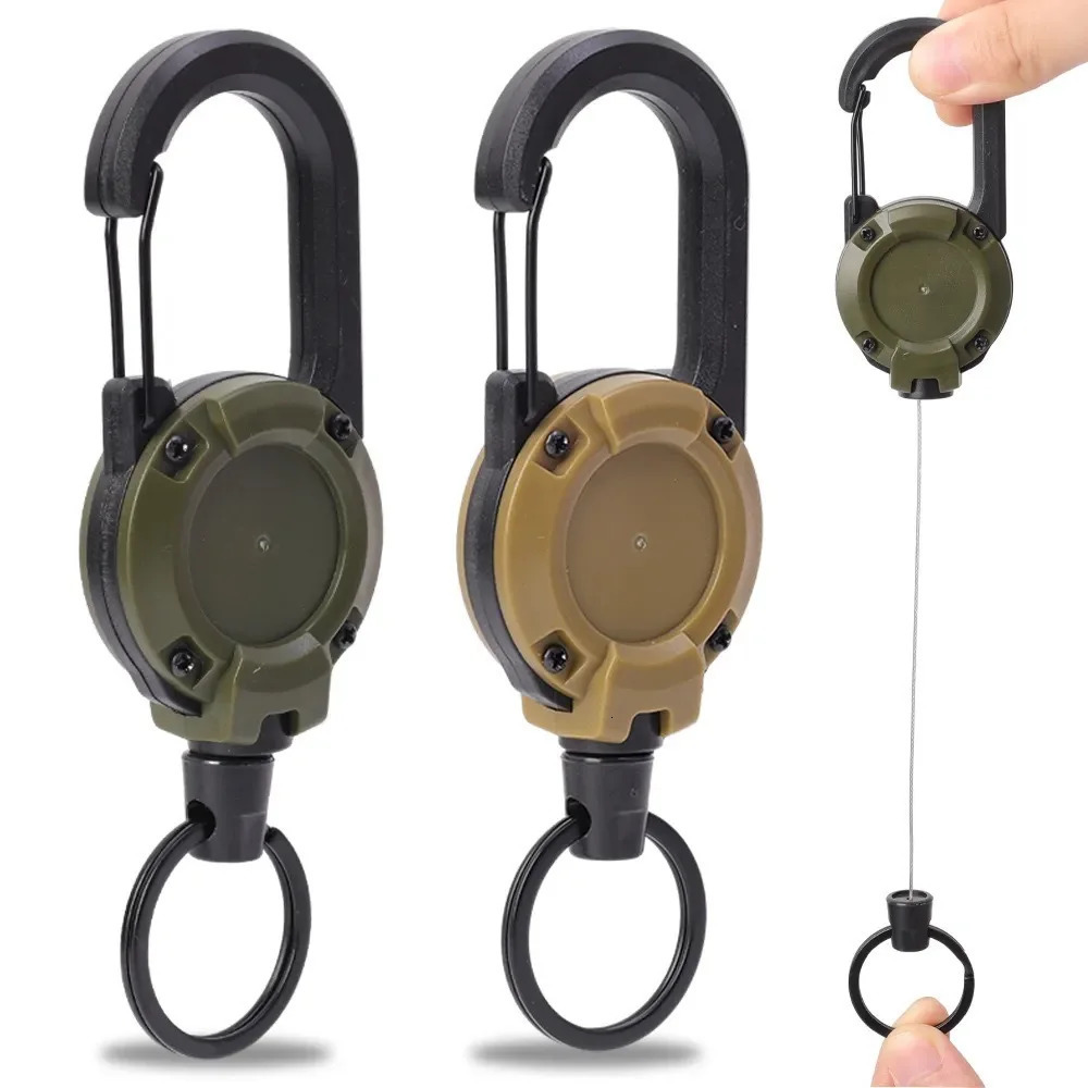 Extendable Retractable Holders Wire Rope Keychain Antitheft Elastic Outdoor Carabiner Hook For Backpack Buckle Keyring 251013