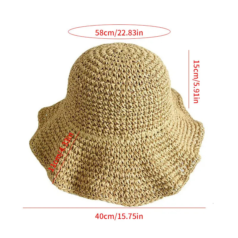 Womens Floppy Straw Sun Hat Foldable Packable Roll up Wide Brim Beach Caps Summer Vacation Sun Hat for Women 251029