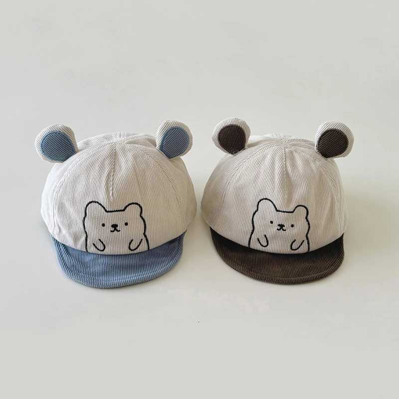 Cute Bear Baby Sunscreen Duck Tongue Hat Cartoon Kids Soft Brim Visors Autumn Corduroy 25year Boy Girl Toddler Baseball Cap 251028