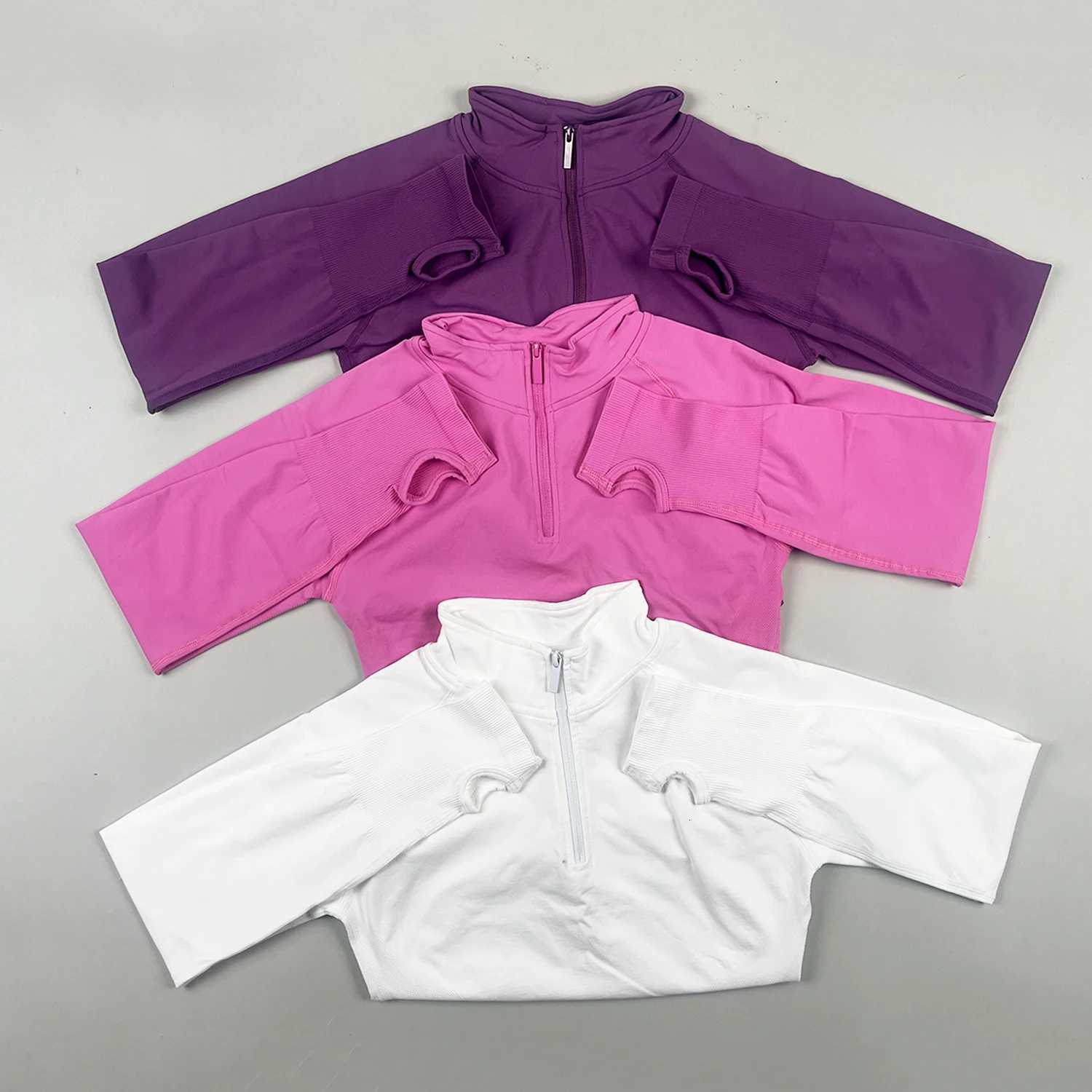 Womens Impact Half Zippy Long Sleeve Gym Top Yoga Pilates Seamless Sports Jacket Fitness Running Workout ClothingXJ251029