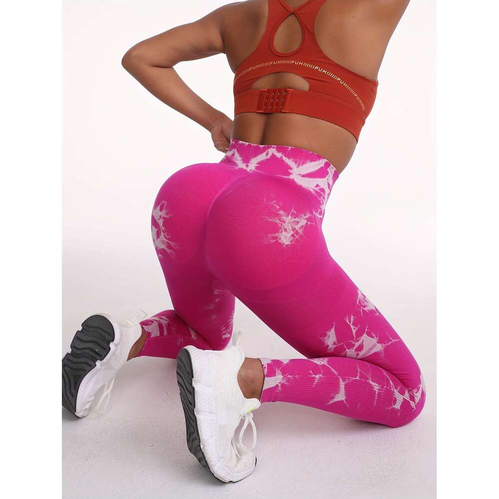 5-Pack Rainbow Tie-Dye High Waisted Sculpting Fiess Pants, Quick-Dry Running Yoga Butt-Lifting Sports Leggings, Women'S Clothing