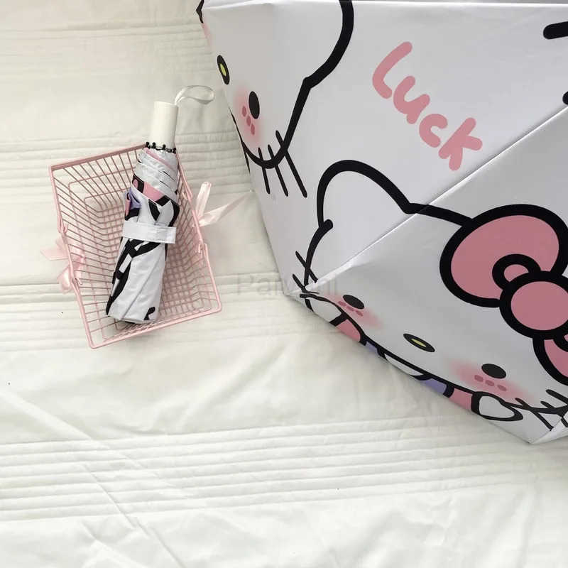 Sanrio Hellokitty Folding Umbrella Rain And Shine SunProof And UltravioletProof Sunshade Outdoor HandInHand Umbrella L251029