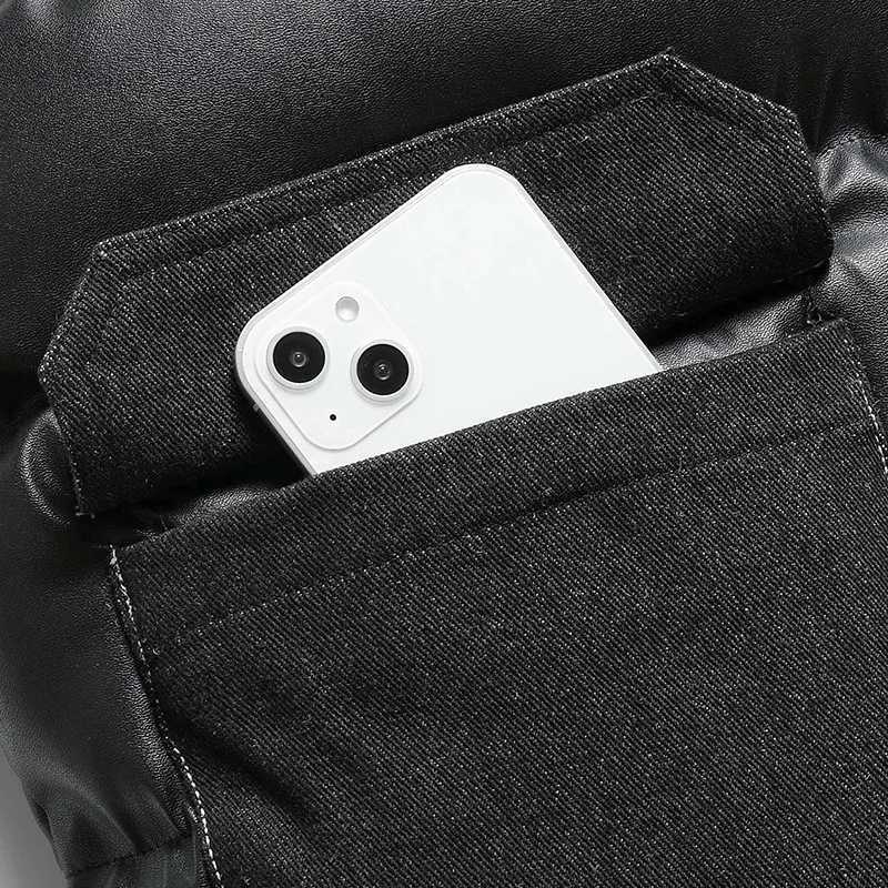 2025 Man Vest Winter Thicken Warm Solid Stand Collar Pocket Zipper Male Leather Waistcoat Windproof Sleeveless Daily Men Coat W251029