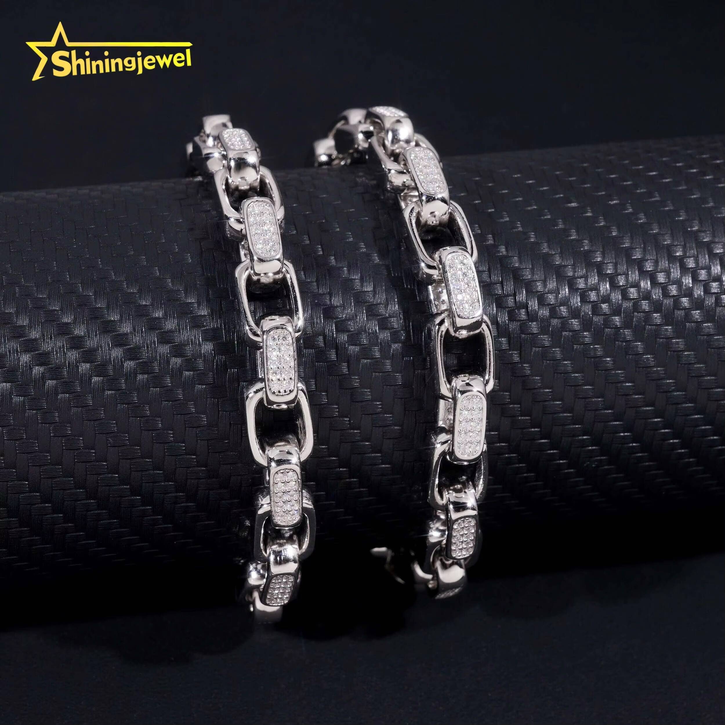 Cuban Mens Bracelet Sterling Silver 925 Luxury Gold Plated GRA Moissanite Hip Hop Cuban Link Chain Fine Jewelry