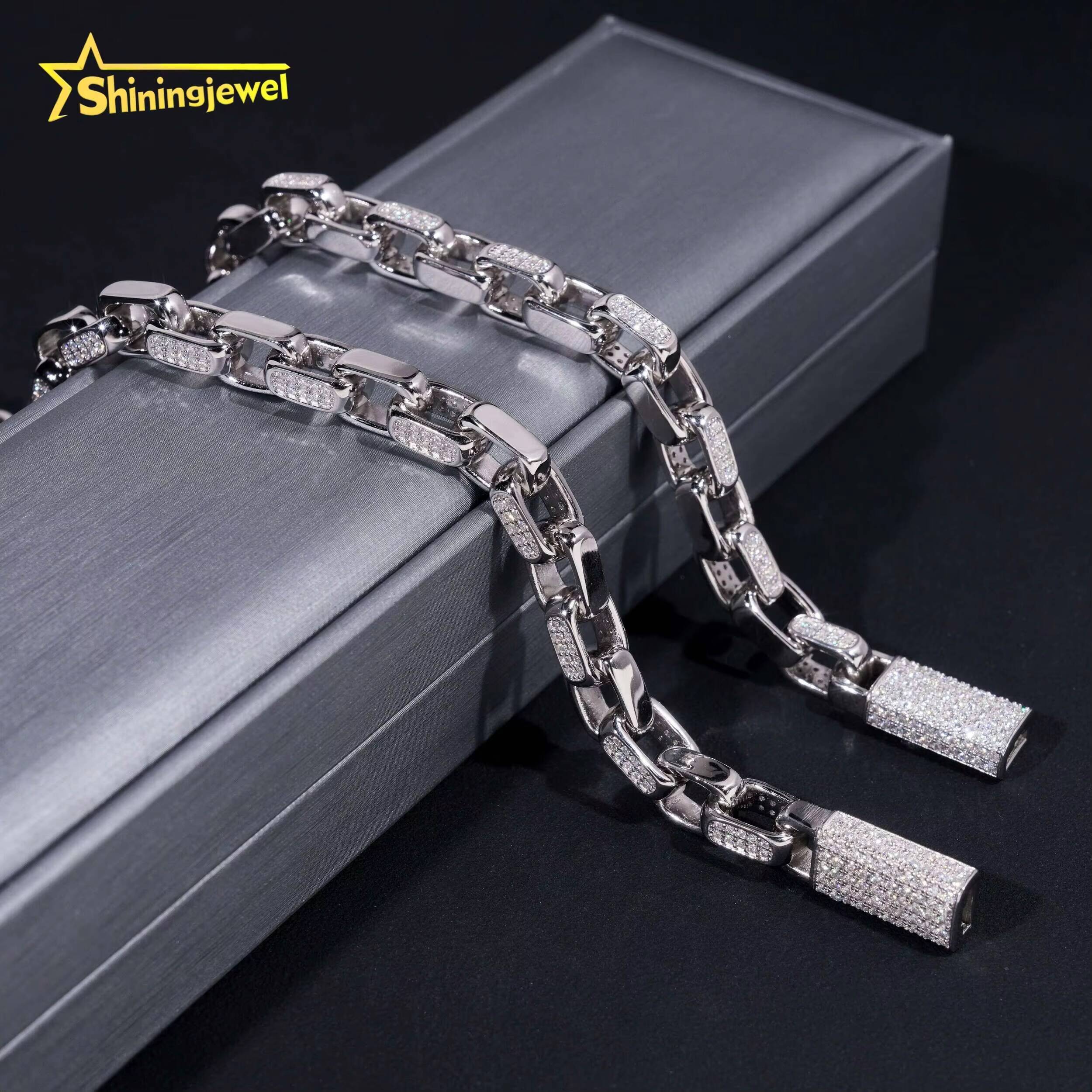 Cuban Mens Bracelet Sterling Silver 925 Luxury Gold Plated GRA Moissanite Hip Hop Cuban Link Chain Fine Jewelry