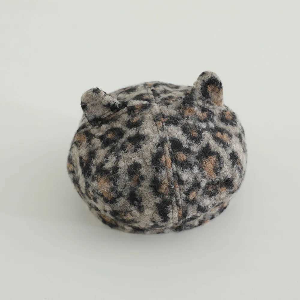 2025 Autumn Winter Leopard Print Warm Rabbit Fur Octagonal Hats For Baby Boys Gilrs Berets Painter Hat Beanie Cap251028