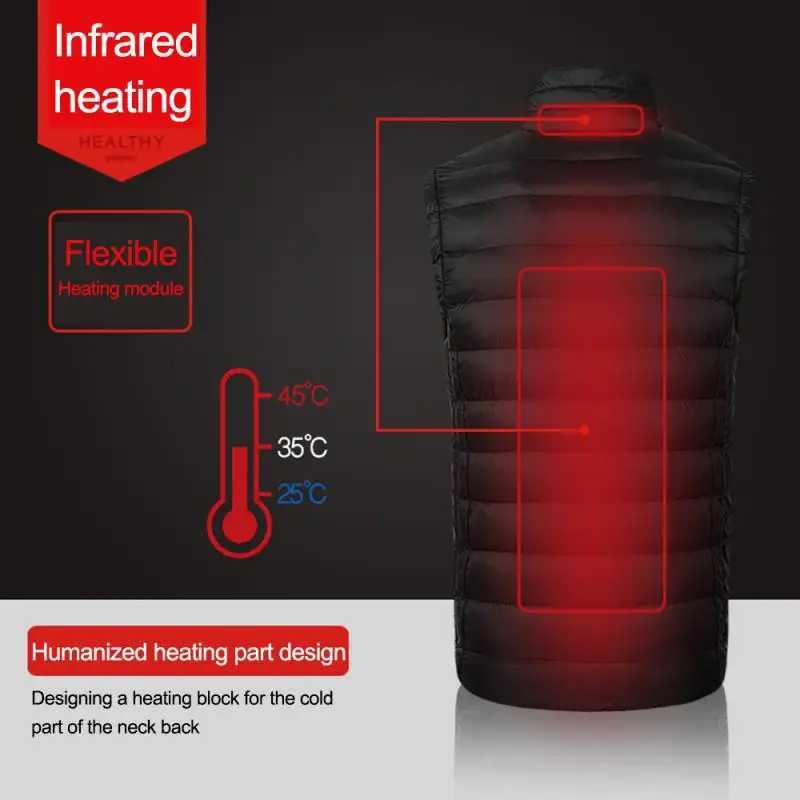 Aiweti Men winter USB Electric Heating Vest Jacket Clothing Skiing Winter Warm Heated Pad Winter USB interface warm vest W251029