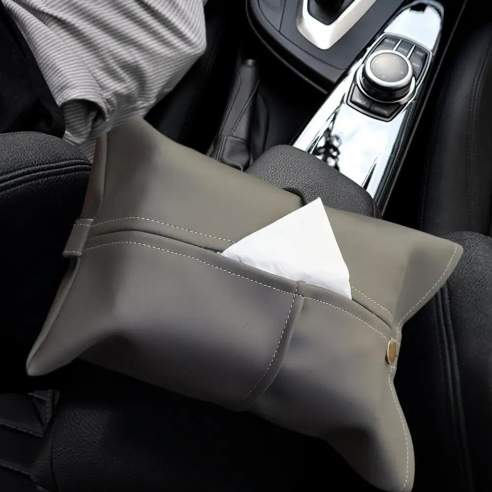 Car Tissue Box Leather Car Center Console Armrest Napkin Box Sun Visor Backseat Tissue Case Car mounted paper box tissue box 251029