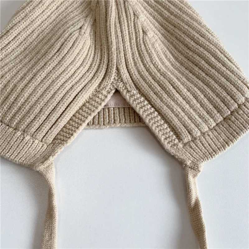 2024 Cute Baby Knitted Hat With Ear Baby Beanie Cap for Boys Girls Autumn Winter Warm Adjustable Kids Beanie Newborn Baby Cap251028