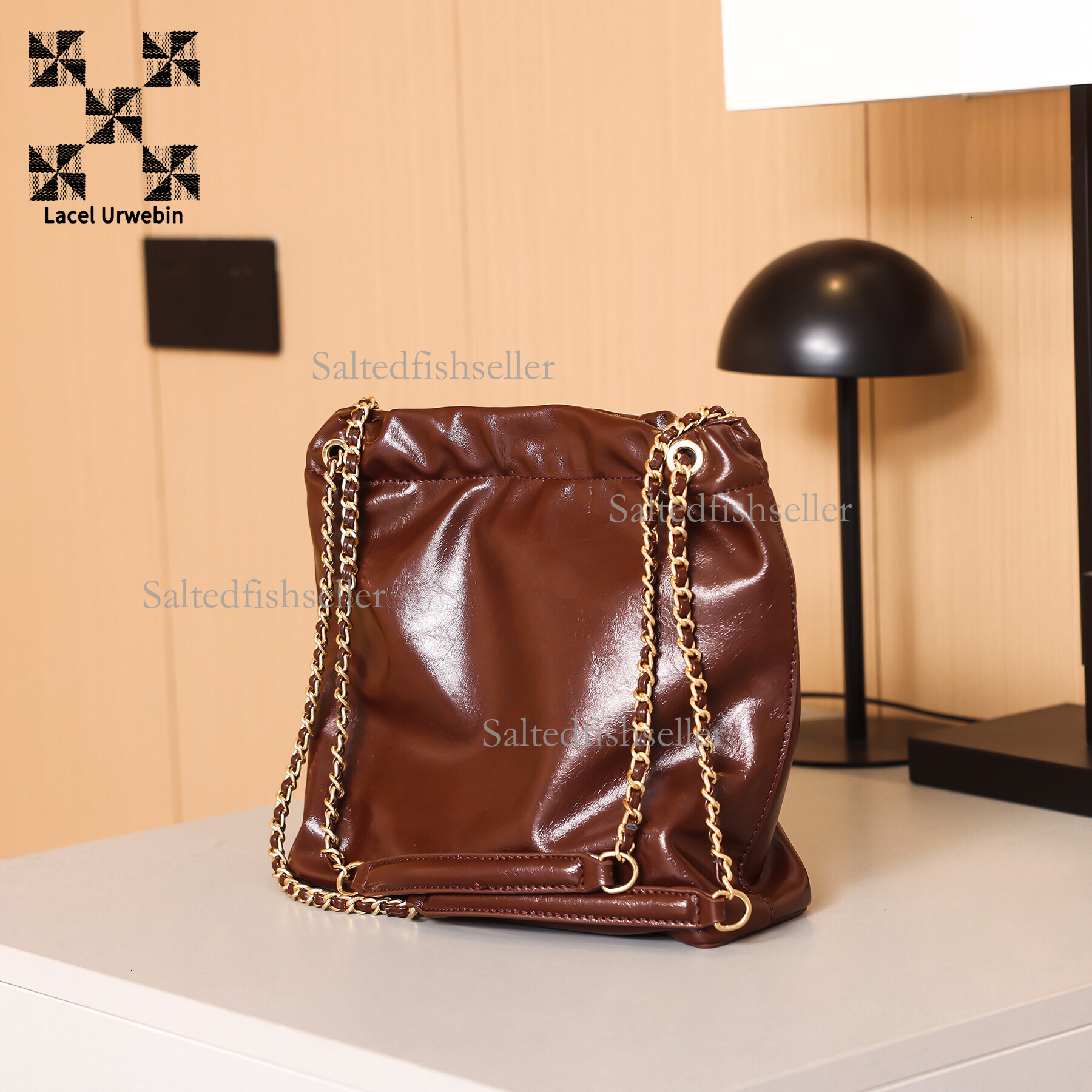 Lacel Urwebin Designer Women's Underarm Shoulder Bag Fashion Chain Drawstring Large Capacity Bucket Bag Simple Suede Handbag Trendy Brand Versati