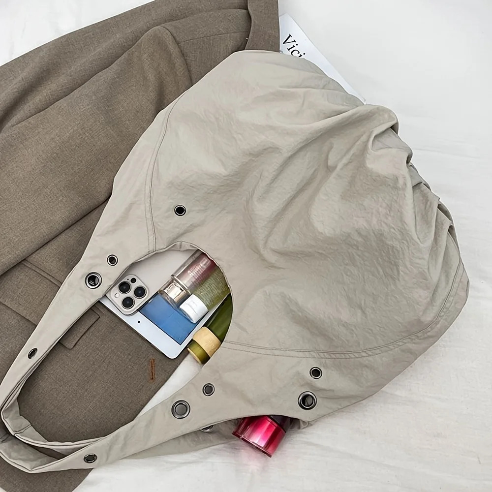 1pc WomenS Lightweight Casual Shoulder Bag Large Capacity Solid Color Options WhiteBlueGreyBlack for Commuting 251029