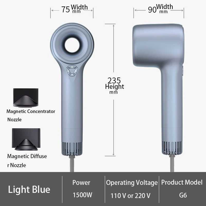 new style Negative Ion Hair Dryer 10000RPM Rotation Speed BladeFree 21 Meters Per Second Strong Airflow Hair Styling Tool L251029