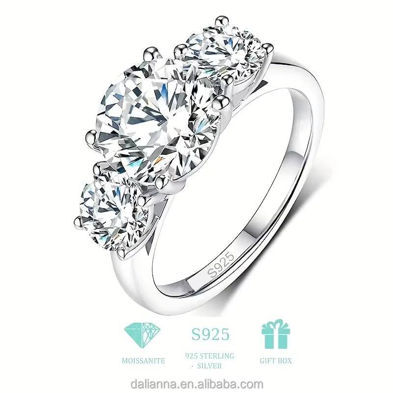 Cheap Brilliant Cut 925 Silver Ring 18k Gold Plated Jewelry Moissanite Circular2ct4ct Engagement Diamond Ring Fine Jewelry Rings