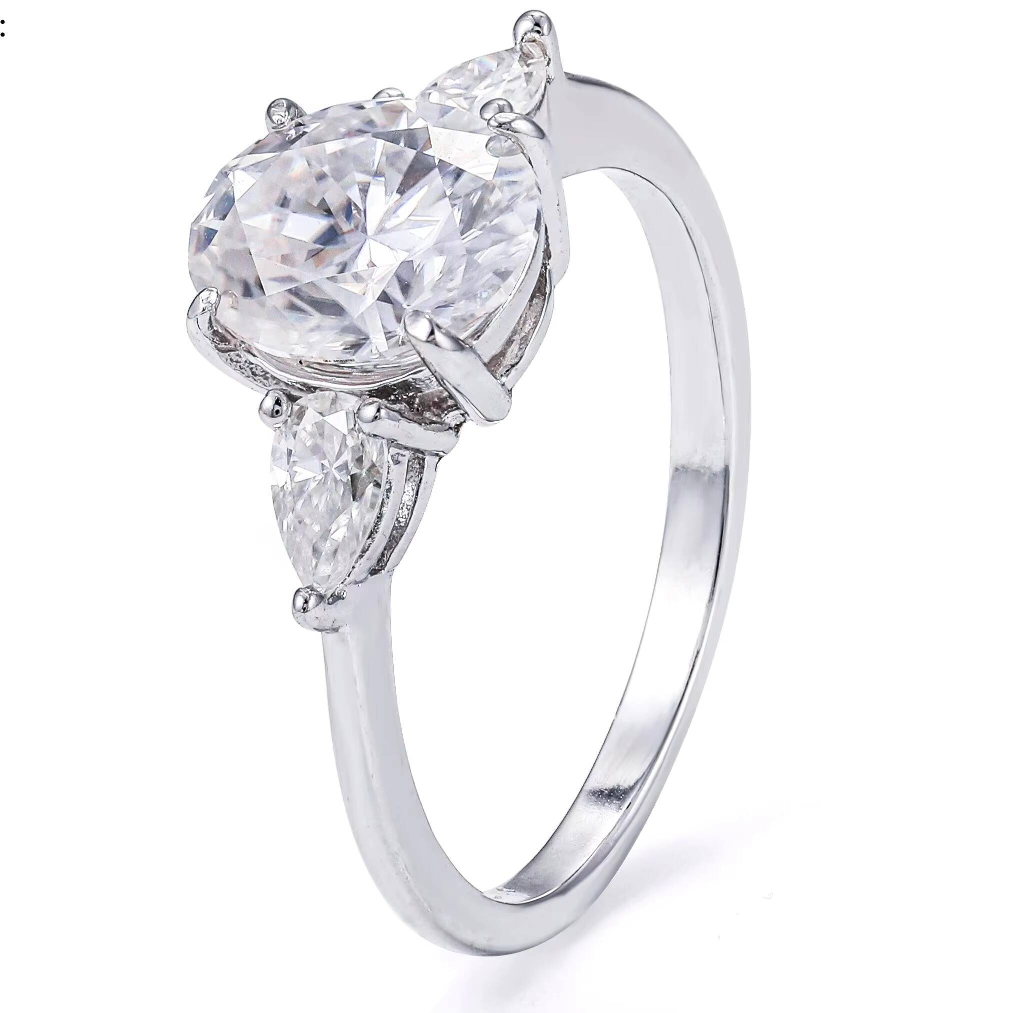 Classic Basic Timeless Oval Cut VVS Moissanite Ring Luxury Custom Moissanite Engagement Ring Half Eternity Ring