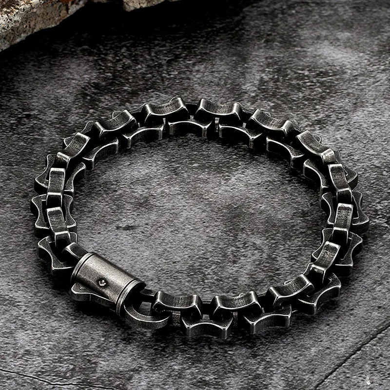 MKENDN Men Punk Biker Chain Bracelet Matte Vintage oxidized Black Link Chain Motorcycle Bicycle Style Stainless Steel Bangles 251028